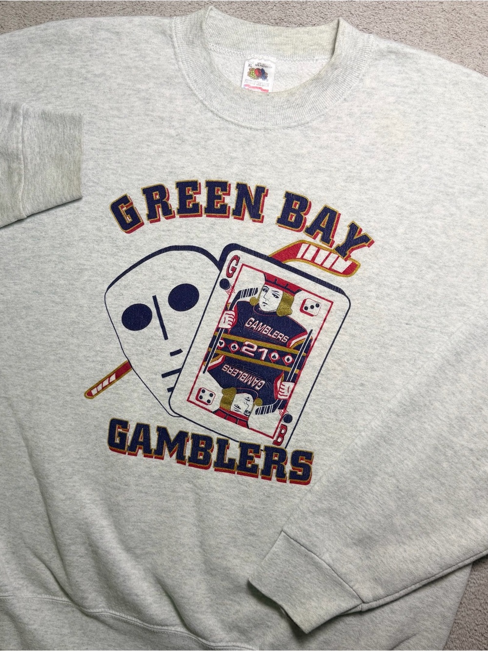 Vtg Green Bay Gamblers Crew Neck Sweatshirt Men’s XL Fruit Of The Loom USA Made